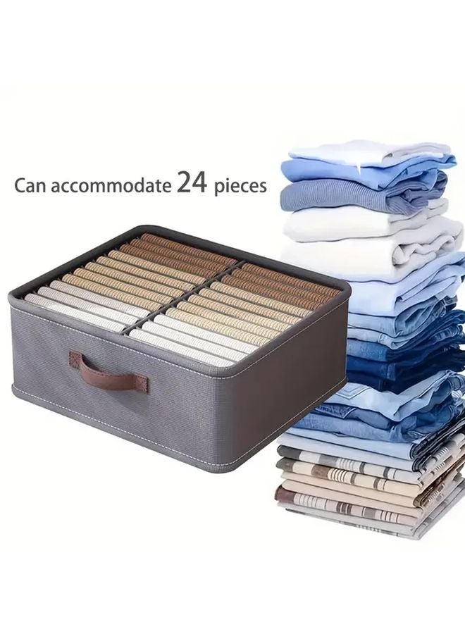 Grey Foldable Storage Boxes With Lids 2pcs For Wardrobe Clothes Organizer - Image 4